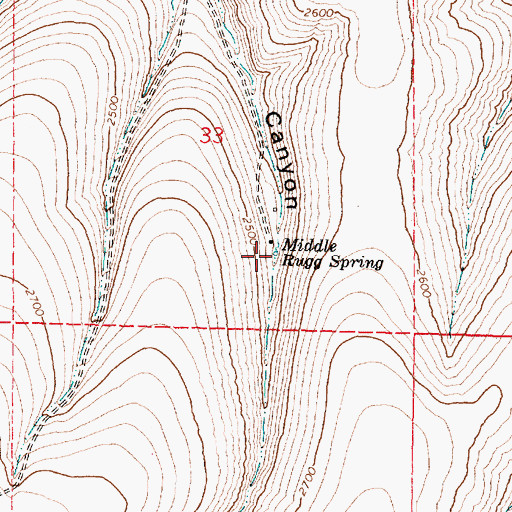 Topographic Map of Middle Rugg Spring, OR