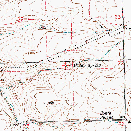 Topographic Map of Middle Spring, OR