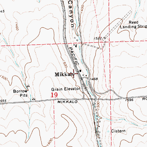 Topographic Map of Mikkalo, OR