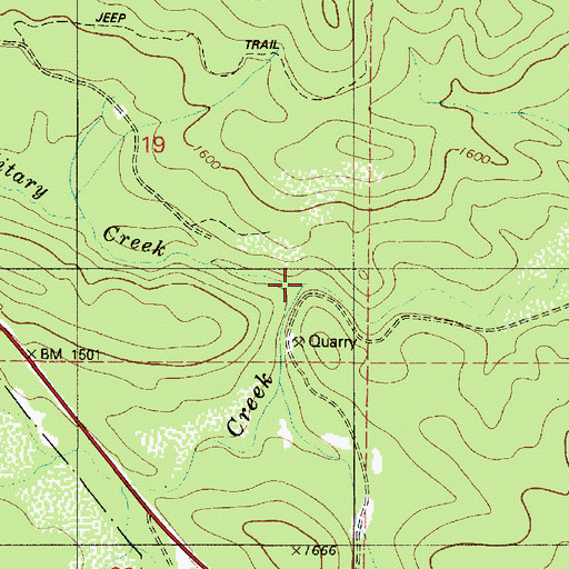 Topographic Map of Military Creek, OR