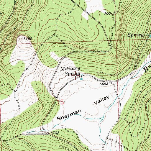 Topographic Map of Military Spring, OR