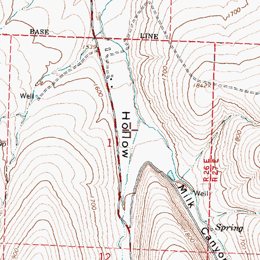 Topographic Map of Milk Canyon, OR