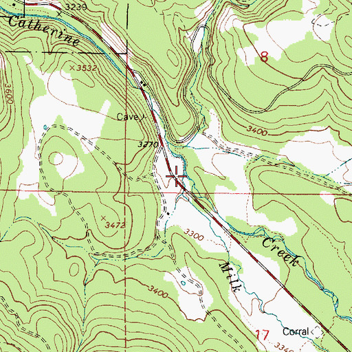 Topographic Map of Milk Creek, OR