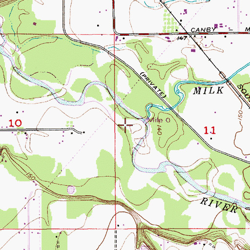 Topographic Map of Milk Creek, OR