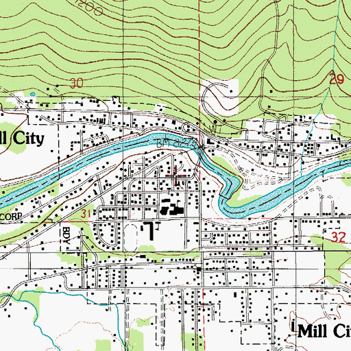 Topographic Map of Mill City, OR