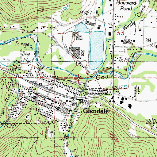 Topographic Map of Mill Creek, OR