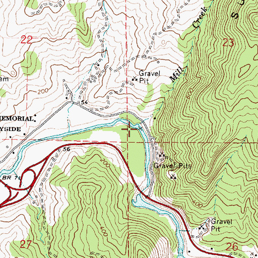 Topographic Map of Mill Creek, OR
