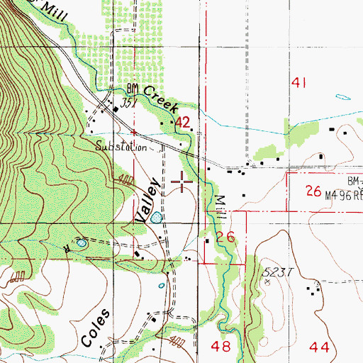 Topographic Map of Mill Creek, OR