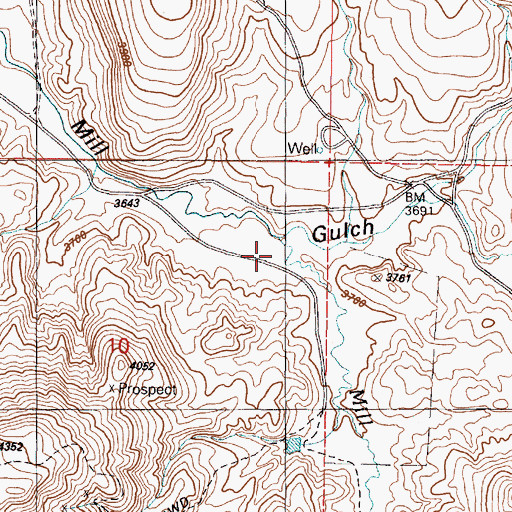 Topographic Map of Mill Creek, OR