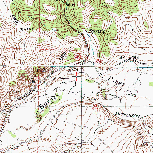Topographic Map of Mill Creek, OR