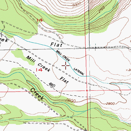 Topographic Map of Mill Creek Lateral, OR