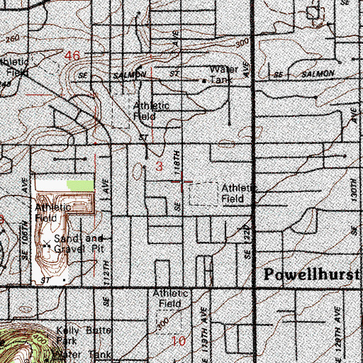 Topographic Map of Mill Park Elementary School, OR