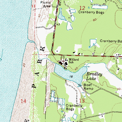 Topographic Map of Millard School (historical), OR