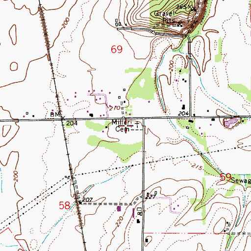 Topographic Map of Miller Cemetery, OR