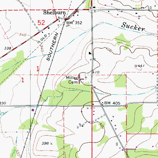 Topographic Map of Miller Cemetery, OR