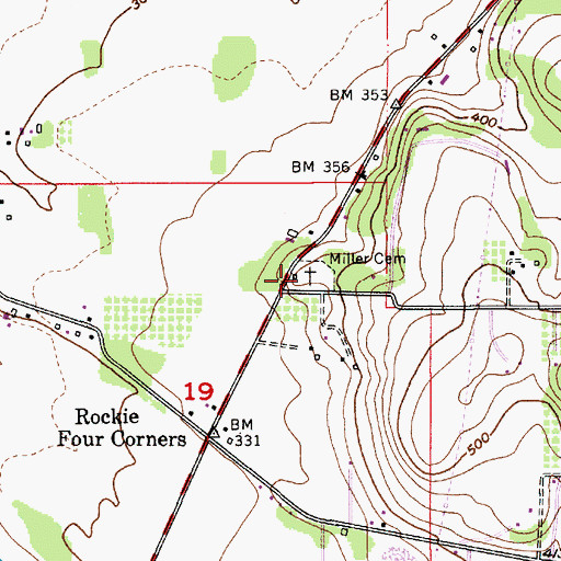 Topographic Map of Miller Cemetery, OR