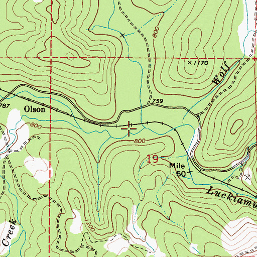 Topographic Map of Miller Creek, OR