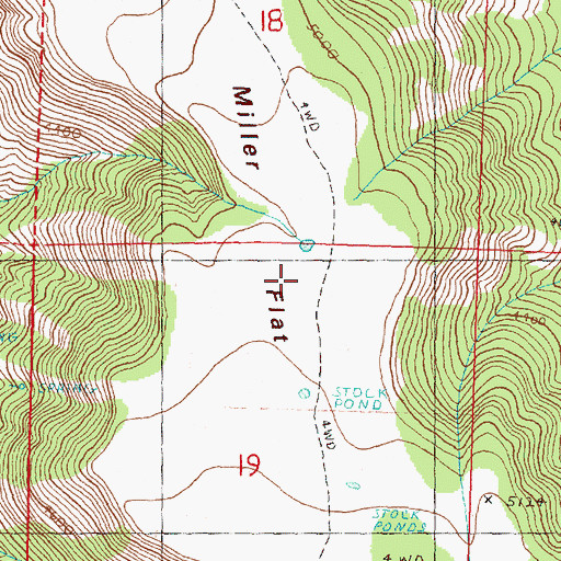 Topographic Map of Miller Flat, OR