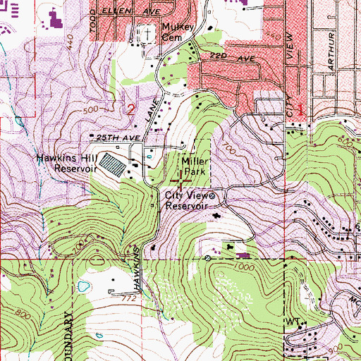 Topographic Map of Melvin Miller City Park, OR