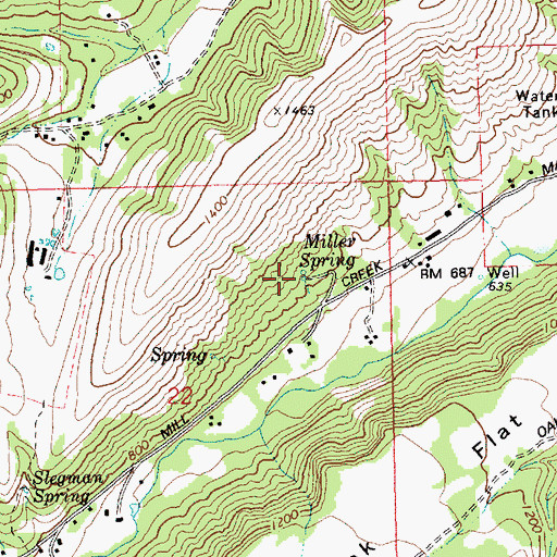 Topographic Map of Miller Spring, OR
