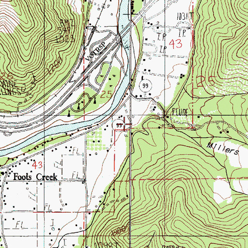 Topographic Map of Millers Gulch, OR