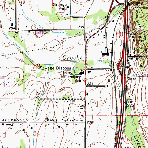 Topographic Map of Millersburg School (historical), OR