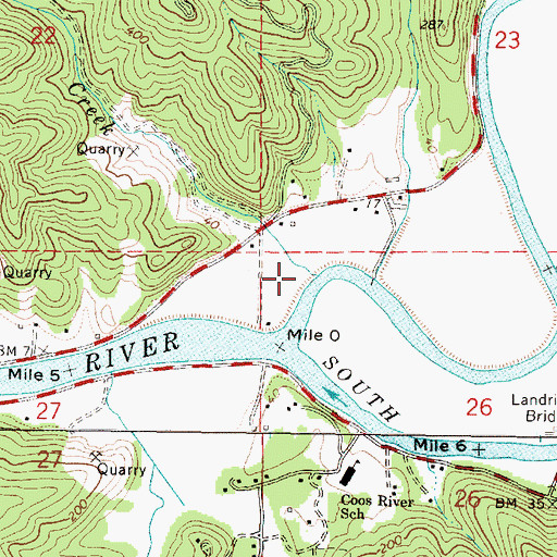 Topographic Map of Millicoma River, OR