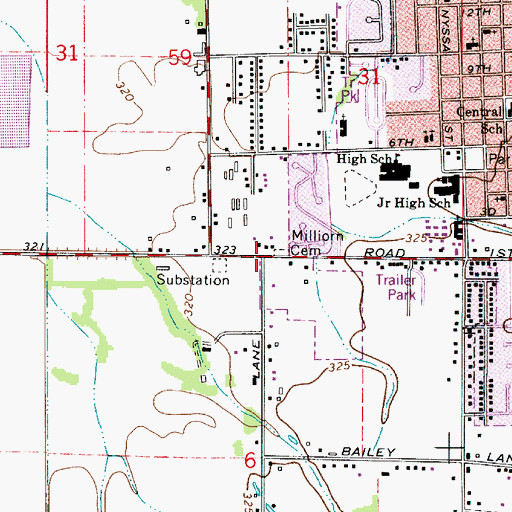 Topographic Map of Milliorn Cemetery, OR