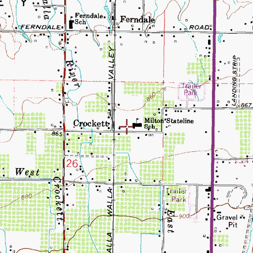 Topographic Map of Milton Stateline Seventh Day Adventist School, OR