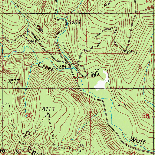 Topographic Map of Miner Creek, OR