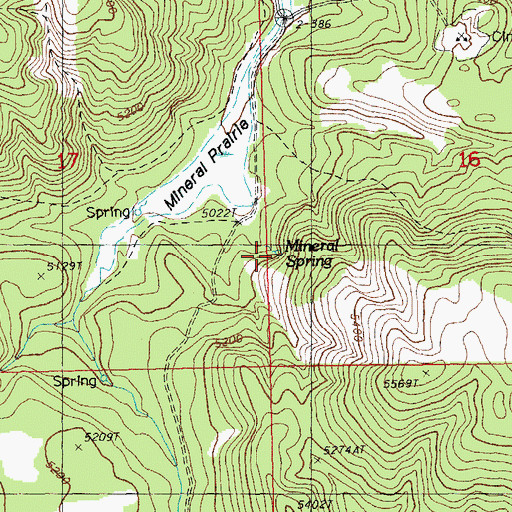 Topographic Map of Mineral Spring, OR