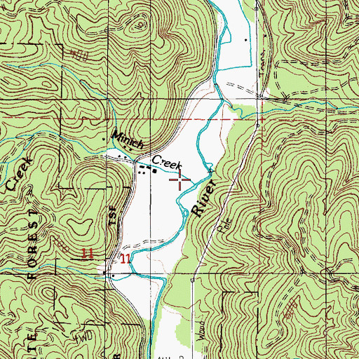 Topographic Map of Minich Creek, OR