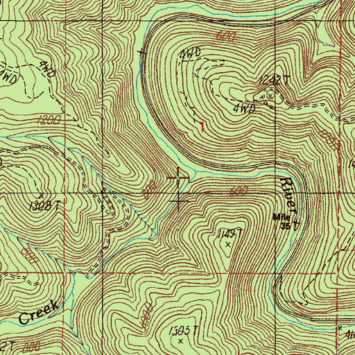 Topographic Map of Mink Creek, OR