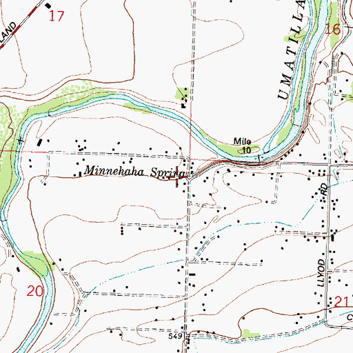 Topographic Map of Minnehaha Spring, OR