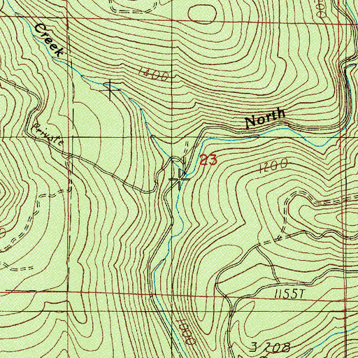 Topographic Map of Minney Creek, OR