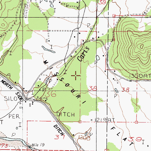 Topographic Map of Missouri Flat, OR