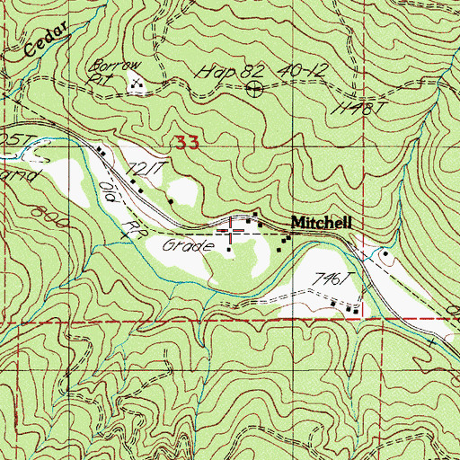 Topographic Map of Mitchell, OR