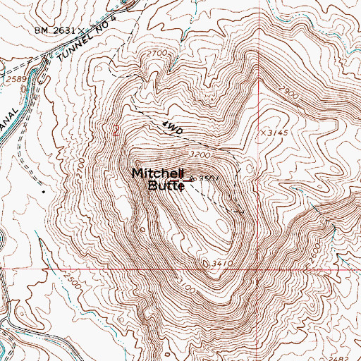 Topographic Map of Mitchell Butte, OR