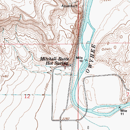 Topographic Map of Mitchell Butte Hot Spring, OR