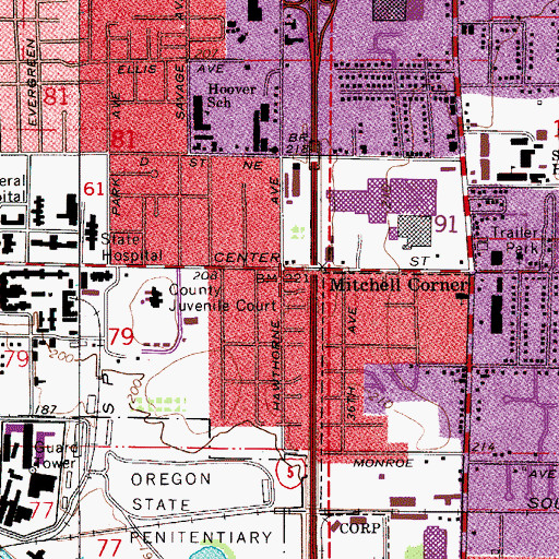 Topographic Map of Mitchell Corner, OR