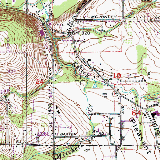 Topographic Map of Mitchell Creek, OR