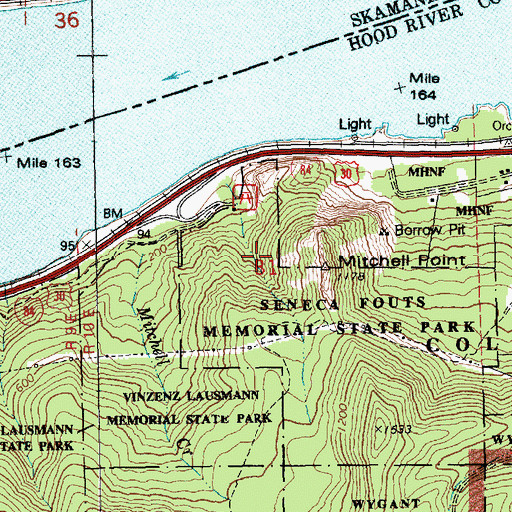 Topographic Map of Mitchell Point, OR