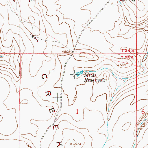 Topographic Map of Mitzi Reservoir, OR