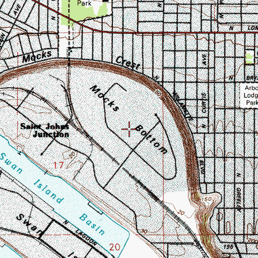Topographic Map of Mocks Bottom, OR
