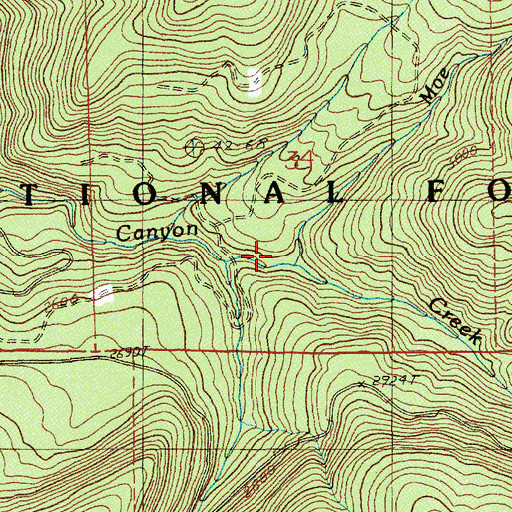 Topographic Map of Moe Creek, OR