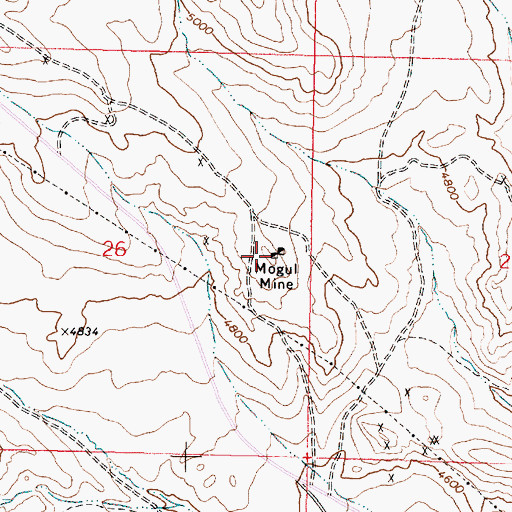 Topographic Map of Mogul Mine, OR