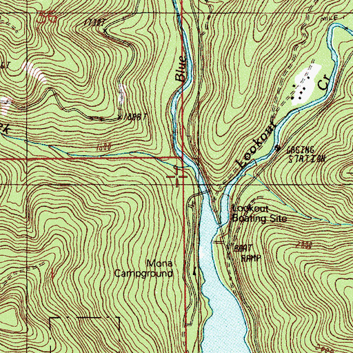 Topographic Map of Mona Creek, OR
