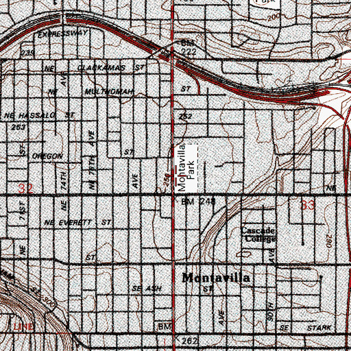 Topographic Map of Montavilla City Park, OR