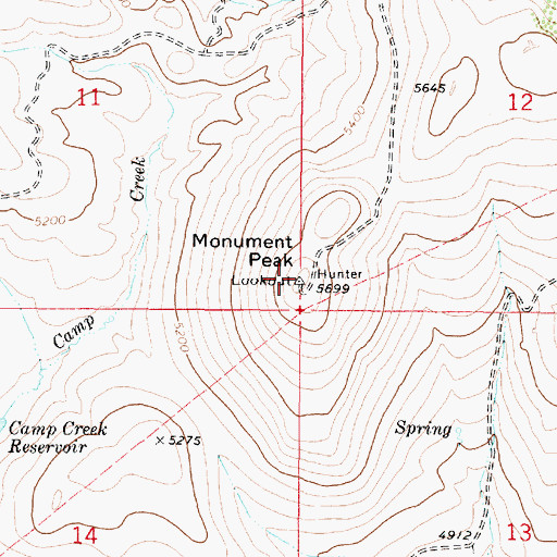 Topographic Map of Monument Peak, OR
