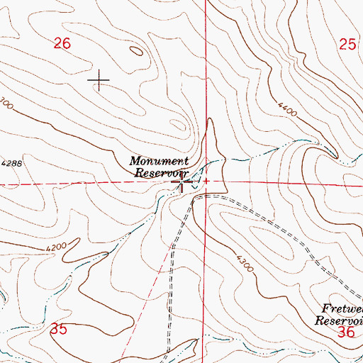 Topographic Map of Monument Reservoir, OR